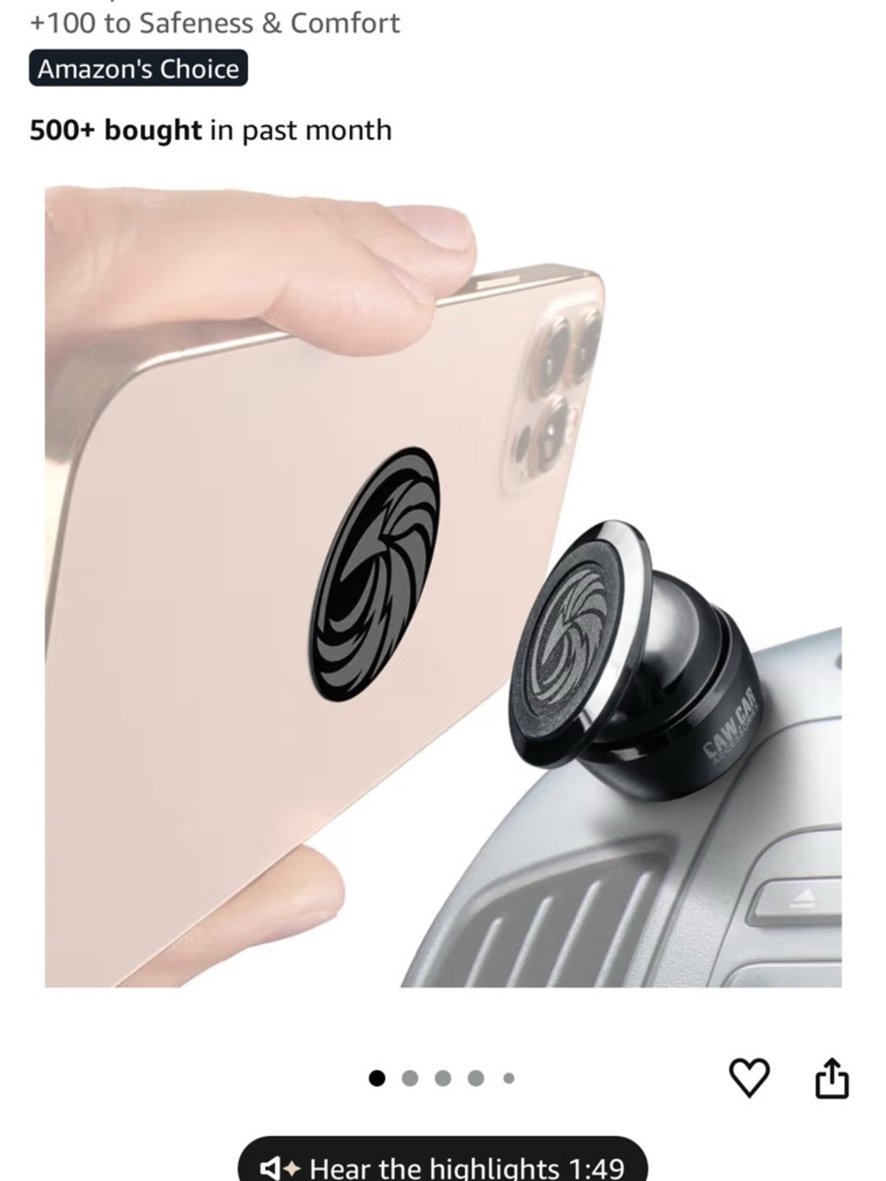 Car Magnetic Phone Mount Holder by — Black